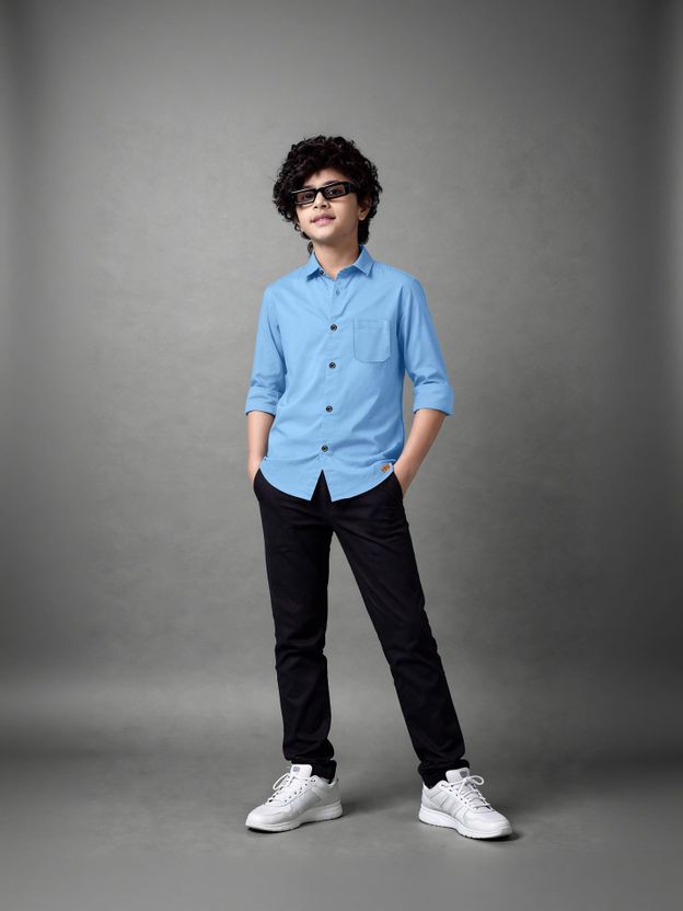 KILLER Boys Regular Fit Solid Spread Collar Shirt - Image 8