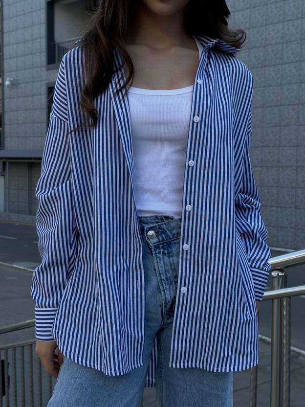Femibazaar Women Oversized Fit Striped Casual Shirt