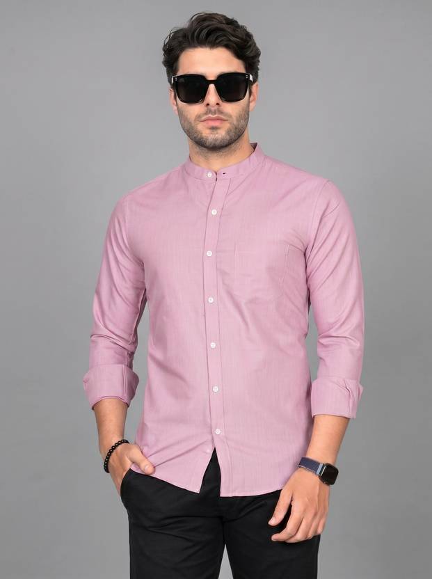 Vivatra Men Regular Fit Solid Mandarin Collar Casual Shirt