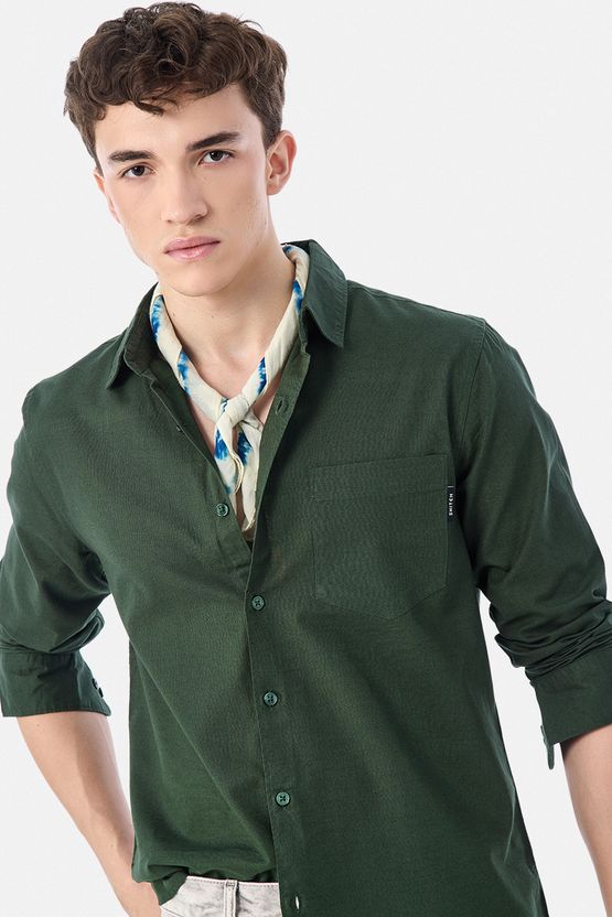 Snitch Men Dark Green Casual Shirt - Image 3