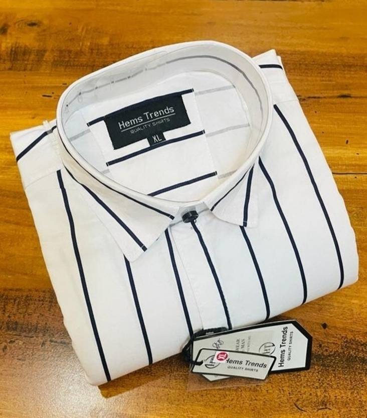 Hems trends Men Regular Fit Striped Spread Collar Casual Shirt