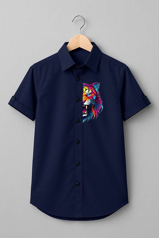 INDOSTREND Boys Regular Fit Animal Print Casual Shirt