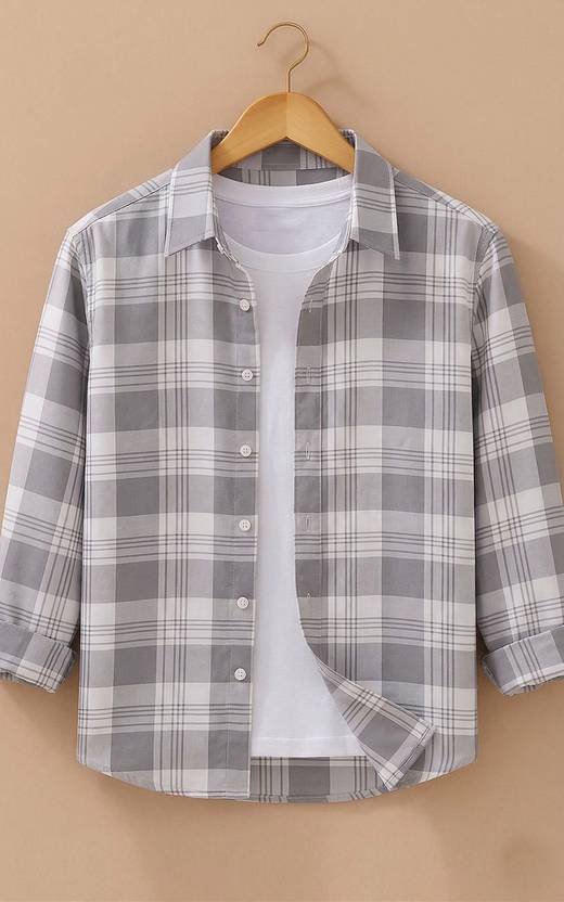 SHIRTZONE Men Slim Fit Checkered Spread Collar Casual Shirt