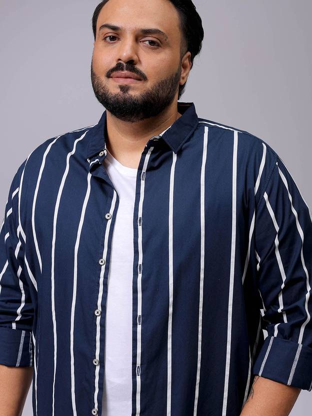 Hardsoda Men Regular Fit Striped Cut Away Collar Casual Shirt