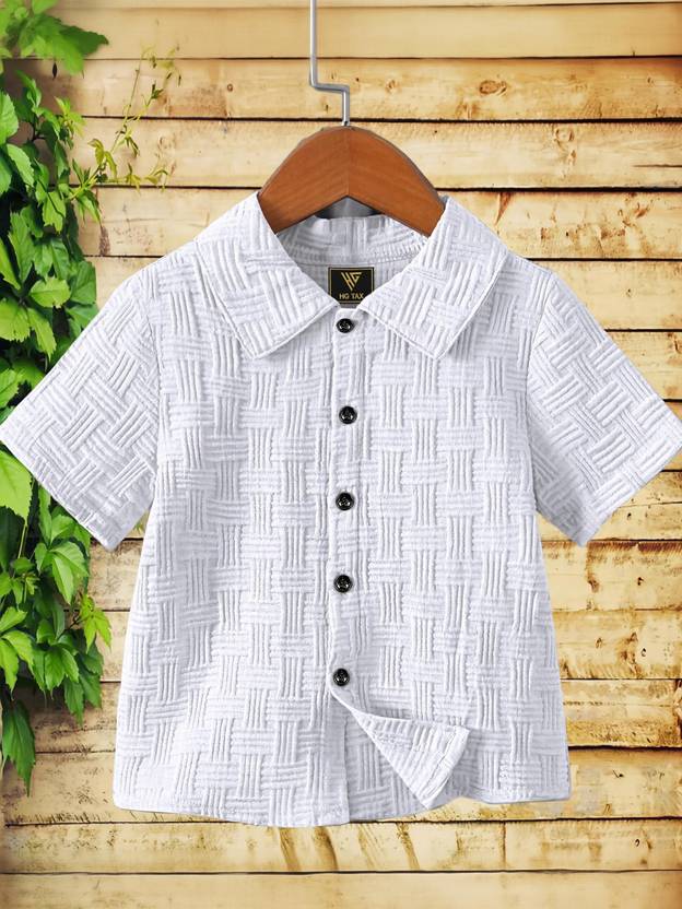 BHUMIKA CREATION Boys Self Design Casual White Shirt