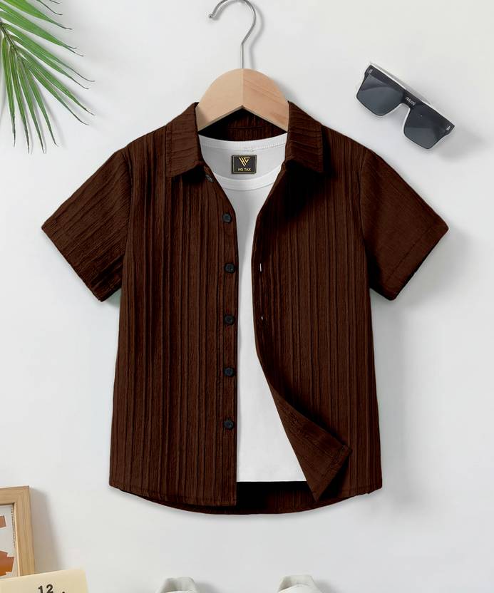 HG TAX Boys Regular Fit Self Design Spread Collar Casual Shirt