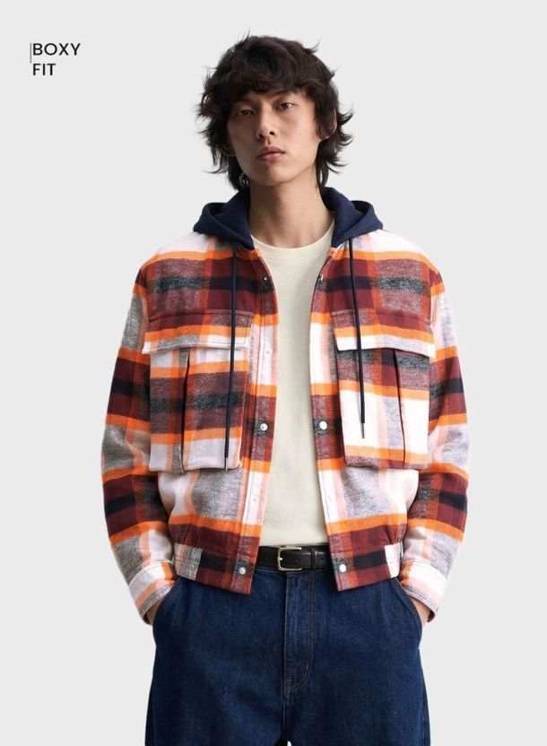 The Indian Garage Co. Men Boxy Fit Checkered Hoodie - Image 1