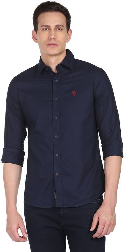 Men Regular Fit Solid Button Down Collar Casual Shirt