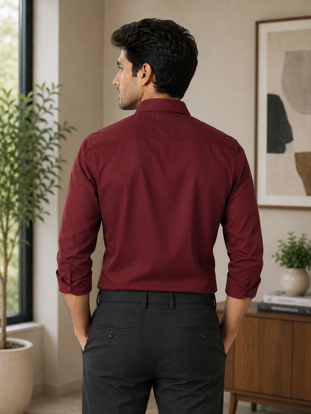 FUBAR Men Slim Fit Solid Spread Collar Shirt - Image 4