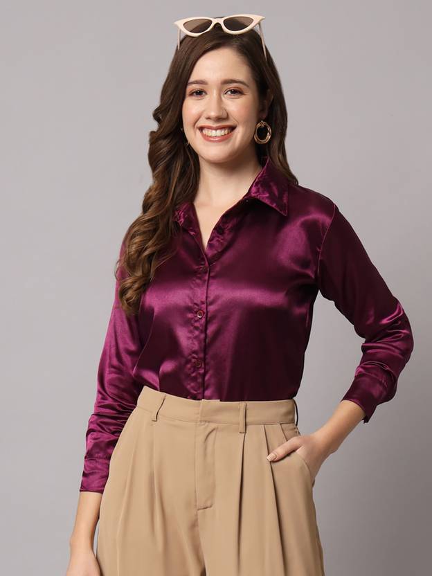 FUNDAY FASHION Women Regular Fit Solid Spread Collar Casual Shirt