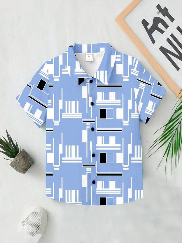 bhizy Boys Color Block Casual Blue Shirt