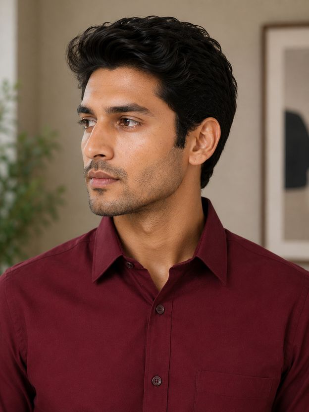 FUBAR Men Slim Fit Solid Spread Collar Shirt - Image 2