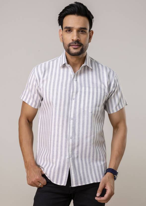 AuzaSho Collection Men Regular Fit Striped Spread Collar Casual Shirt