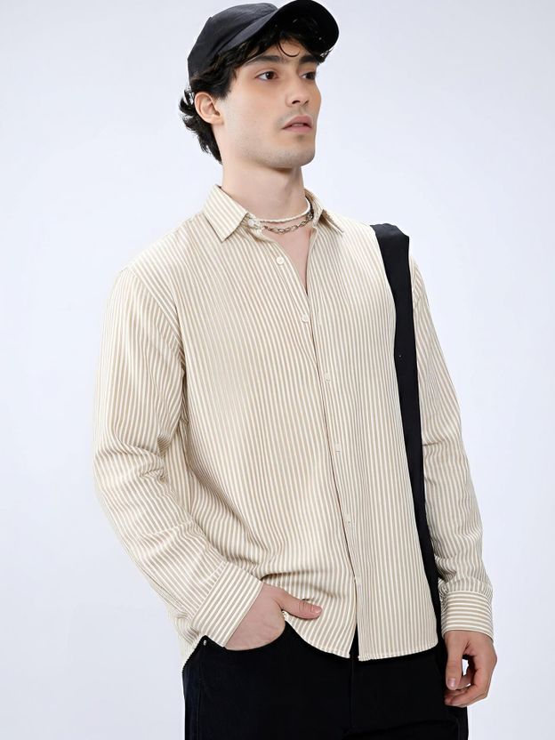 EIGHTEEN Men Slim Fit Striped Spread Collar Casual Shirt - Image 6