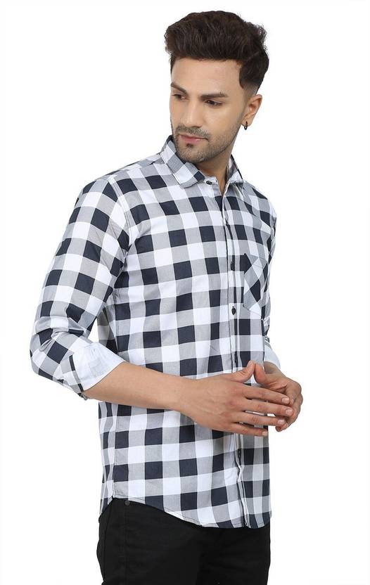 Banana plug Men Regular Fit Checkered Spread Collar Casual Shirt