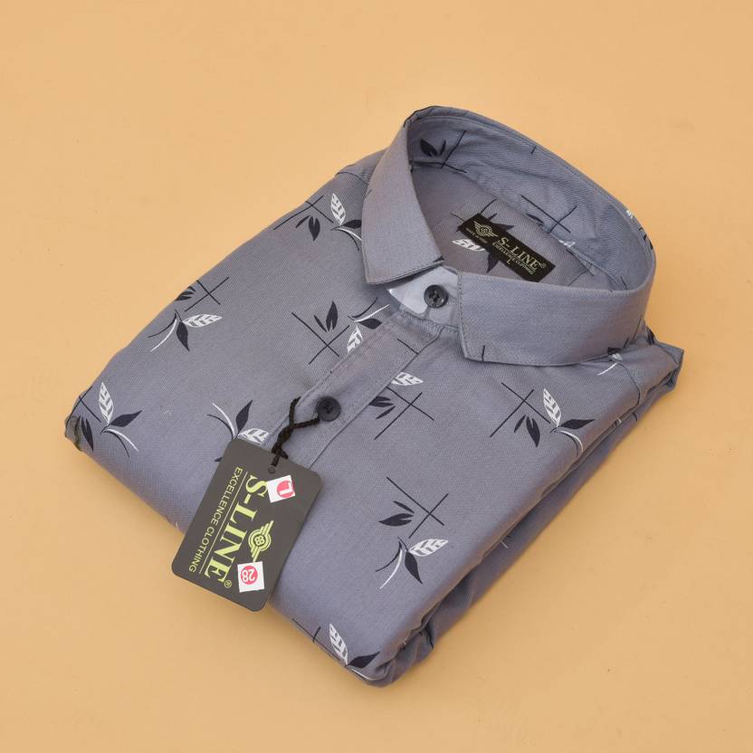 SHIRTZONE Men Graphic Print Casual Grey Shirt