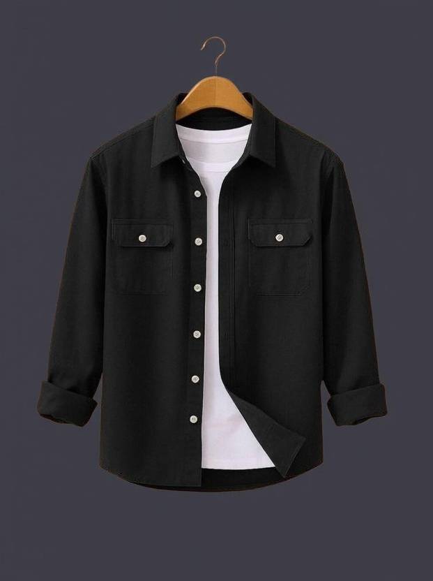 BJM ENTERPRISE Men Regular Fit Solid Curved Collar Casual Shirt