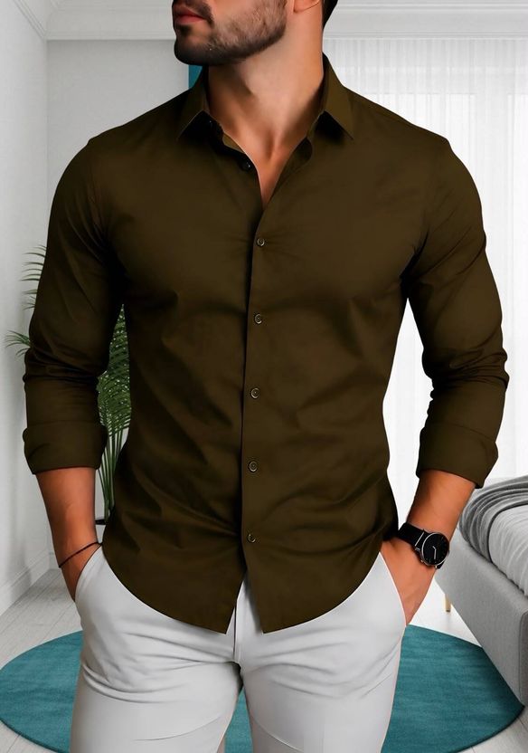 MACSAM Men Regular Fit Solid Spread Collar Shirt - Image 7
