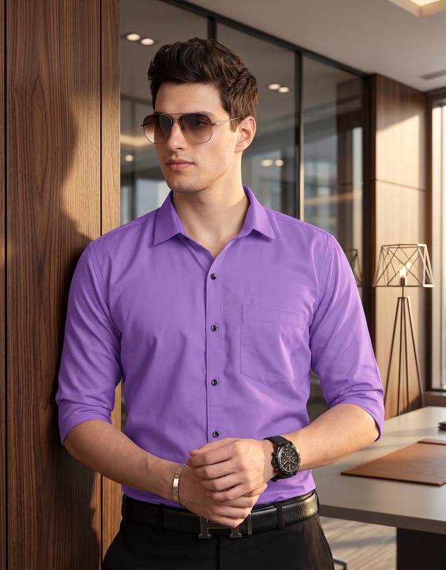 FIBERMILL Men Slim Fit Solid Spread Collar Formal Shirt
