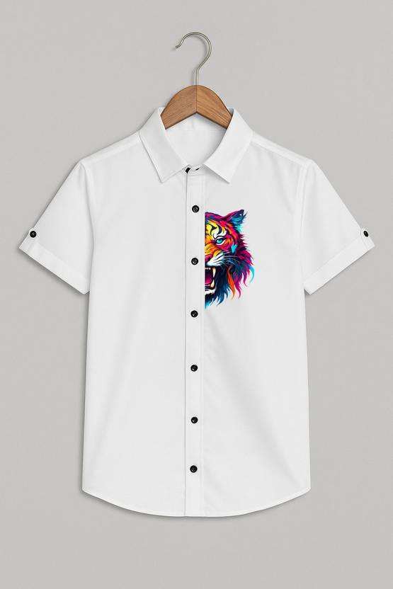 INDOSTREND Boys Regular Fit Animal Print Casual Shirt