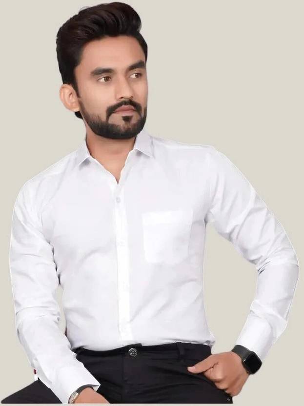jagrutifashion Men Regular Fit Solid Spread Collar Formal Shirt