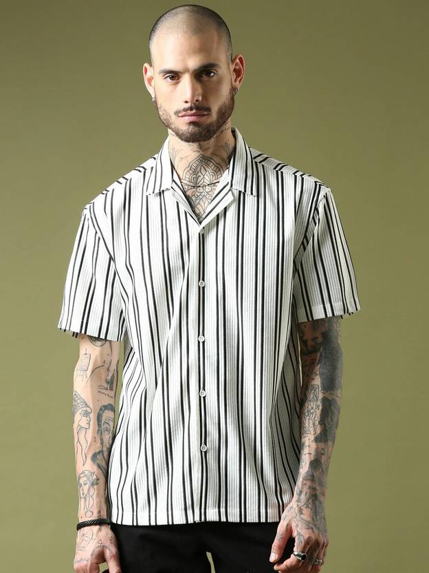 METRONAUT Men Regular Fit Striped Spread Collar Casual Shirt
