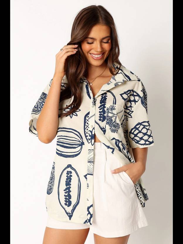 KOTTY Women Oversized Fit Printed Spread Collar Casual Shirt