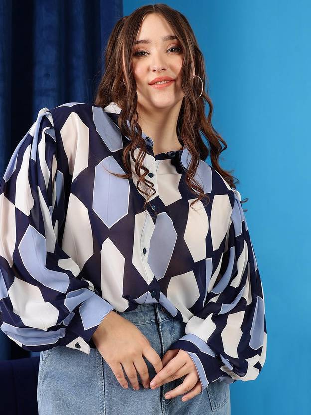CURVY STREET Women Regular Fit Printed Spread Collar Casual Shirt