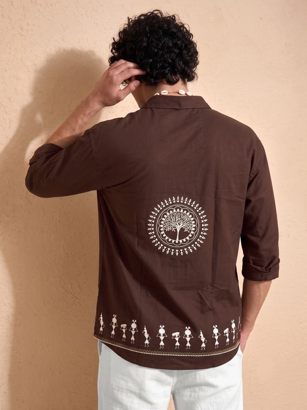 SRI Men Relaxed Fit Graphic Print Spread Collar T-Shirt - Image 2