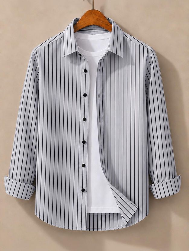 JACKBELLA Men Striped Green Shirt - Image 5