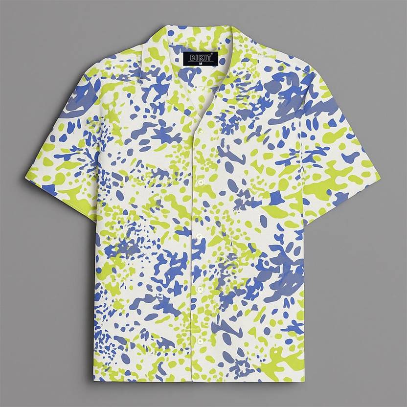BIKIT Men Printed Casual Green, Dark Blue Shirt