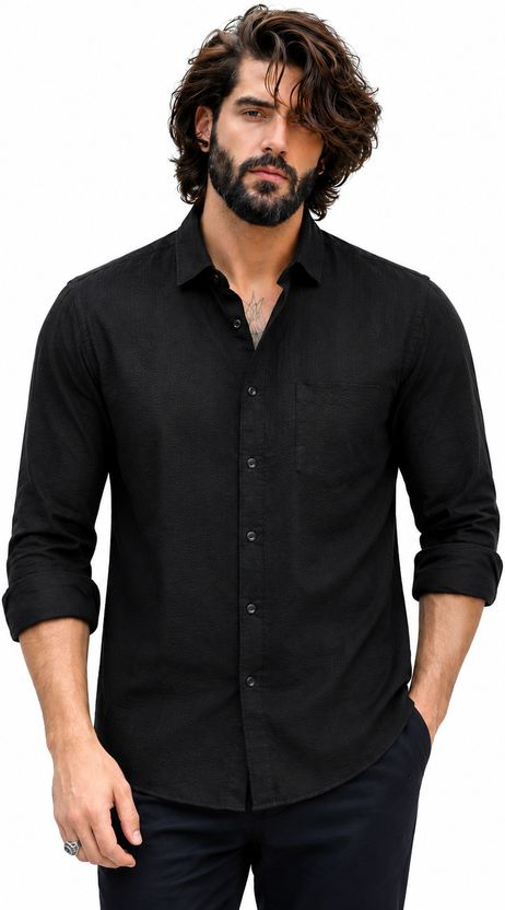 KBAY Men Regular Fit Solid Spread Collar Shirt - Image 9