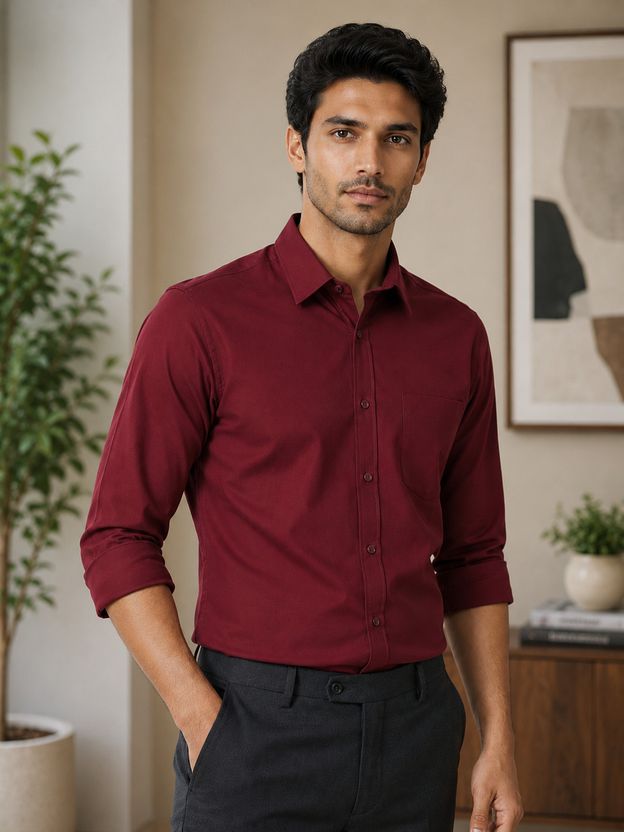 FUBAR Men Slim Fit Solid Spread Collar Shirt - Image 3