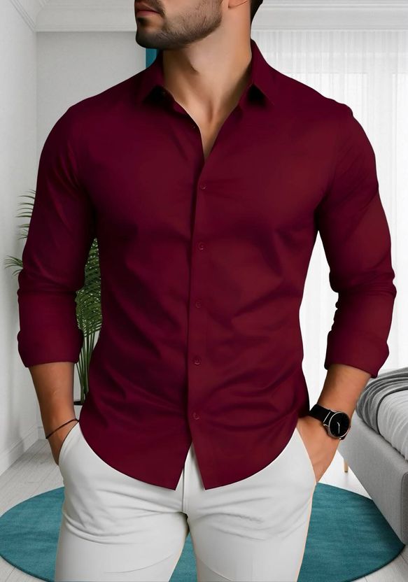 MACSAM Men Regular Fit Solid Spread Collar Shirt - Image 10