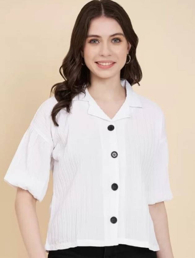 BONDEYE FASHION Women Regular Fit Self Design Lapel Collar Casual Shirt