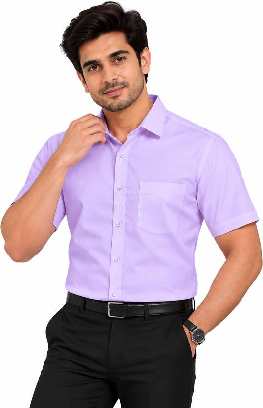 AntlersGuild Men Solid Casual Purple Shirt