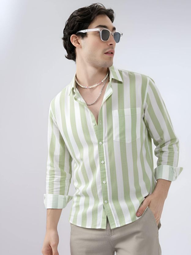 EIGHTEEN Men Slim Fit Striped Spread Collar Casual Shirt - Image 10