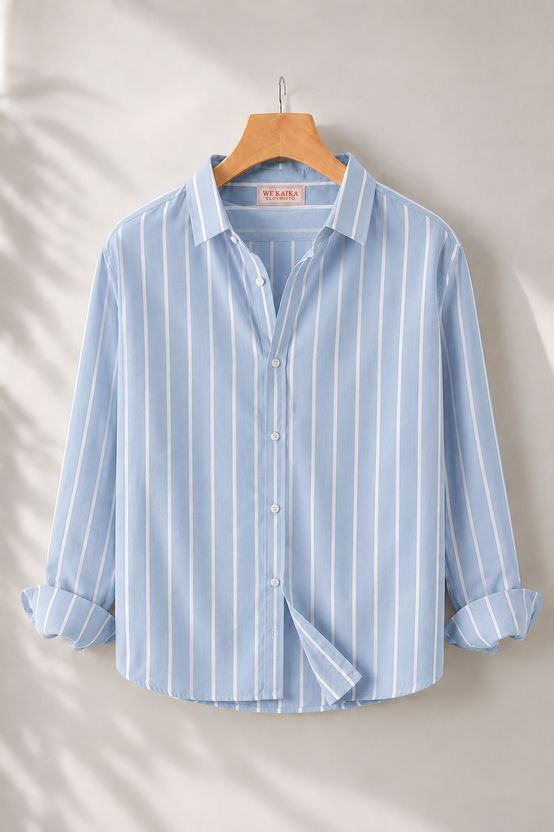 WE KAIKA Men Regular Fit Striped Shirt - Image 6