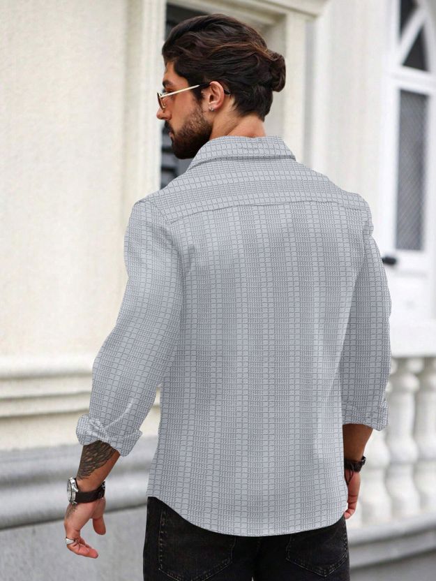 SPOQUE Men Regular Fit Self Design Spread Collar Casual Shirt - Image 3