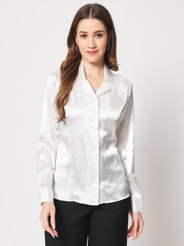 CHARMGAL Women Regular Fit Solid Spread Collar Casual Shirt