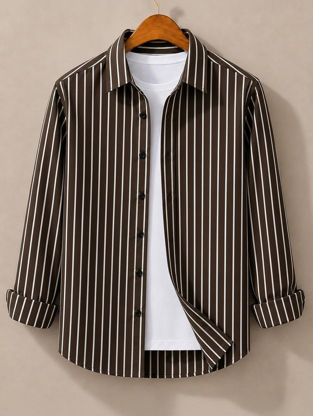 JACKBELLA Men Striped Green Shirt - Image 4