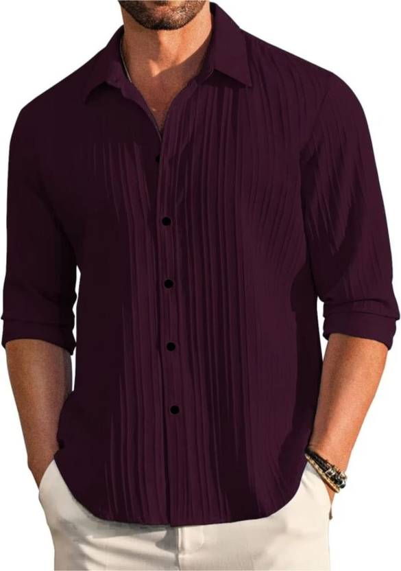 Lyphy Men Regular Fit Self Design Spread Collar Casual Shirt