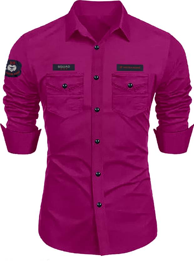 SHREE VASTRAHOUSE Men Regular Fit Solid Spread Collar Casual Shirt