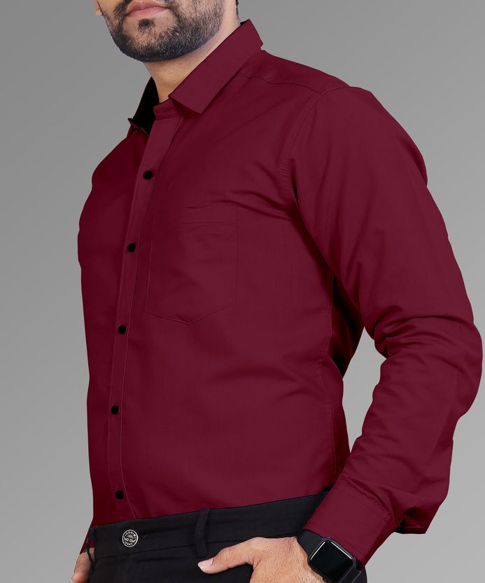 GLOREN Men Maroon Casual Shirt - Image 3
