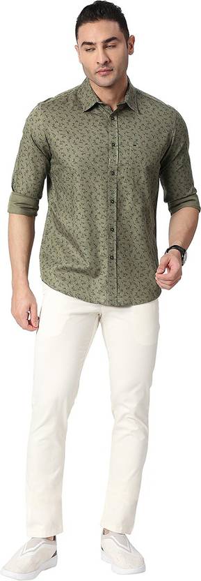 Men Slim Fit Printed Spread Collar Casual Shirt