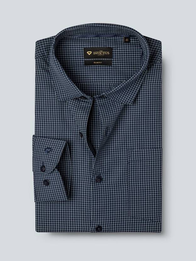 INVICTUS Men Slim Fit Checkered Spread Collar Formal Shirt