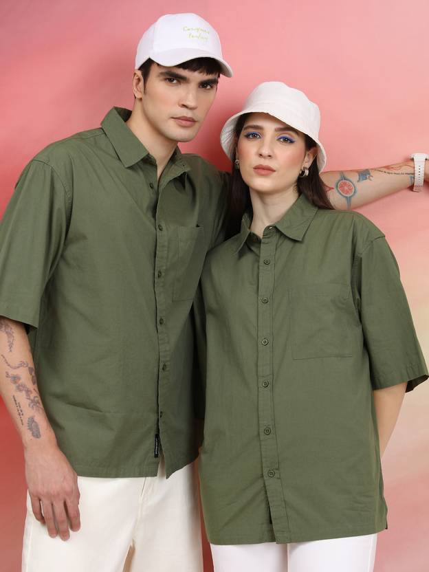 HIGHLANDER Men & Women Solid Casual Green Shirt