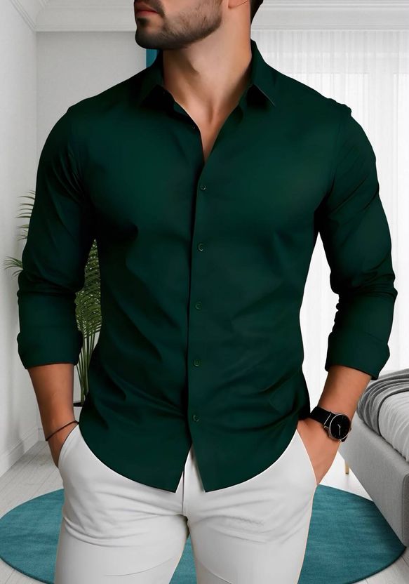 MACSAM Men Regular Fit Solid Spread Collar Shirt - Image 9