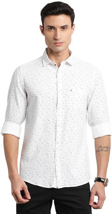 turtle men printed casual white shirt