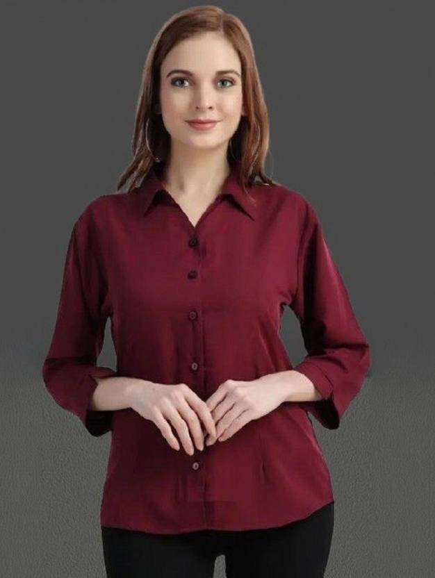 Novotny Women Solid Formal Maroon Shirt